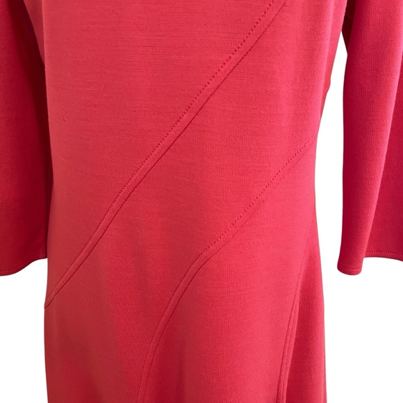 St. John "Pink Grapefruit" Wool Blend Bias Seam Flare Aline Dress 10 - Picture 3 of 13